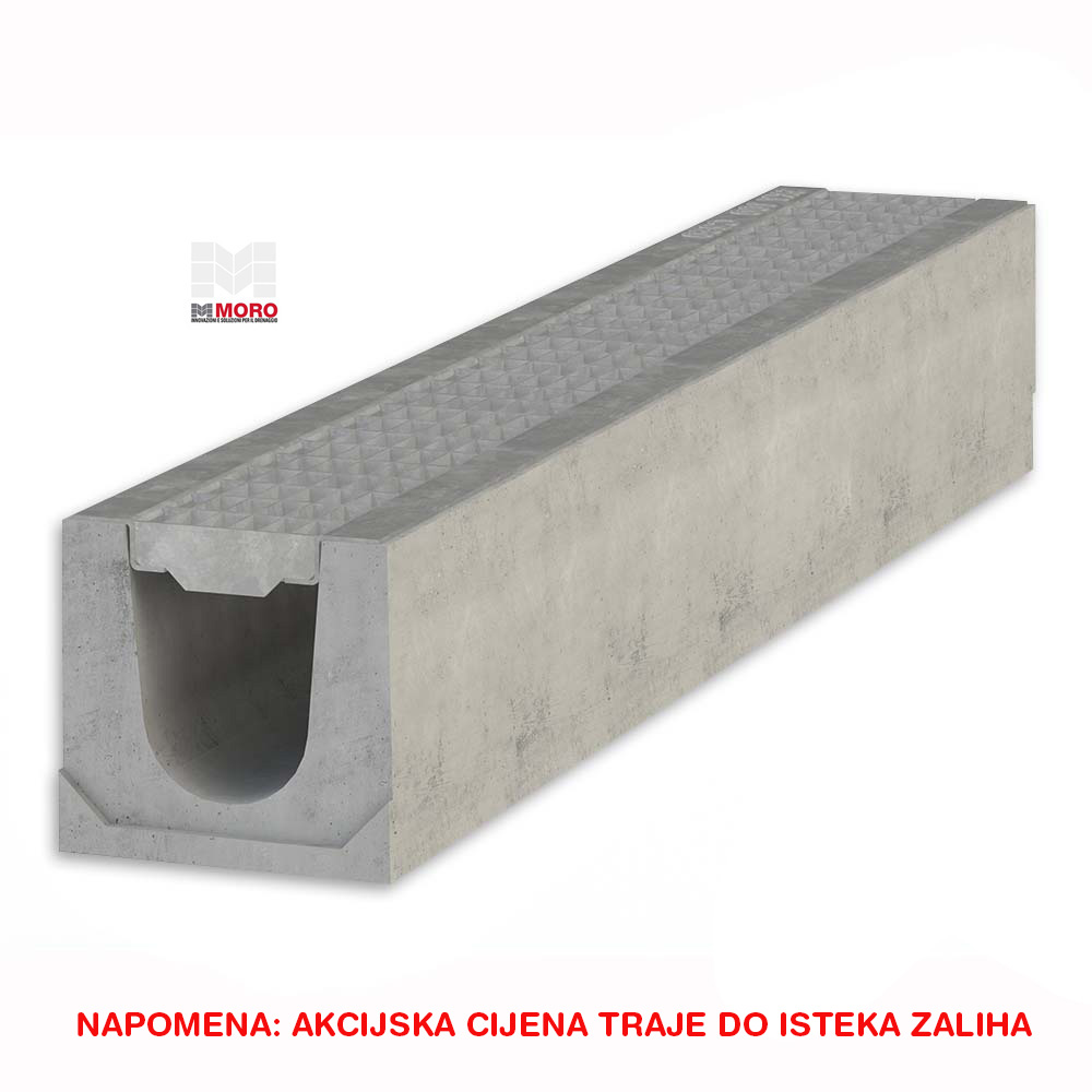 KANALICA M SKY100 H160X165/1M SA POC.REŠETKOM MREŽASTOM 30X15 C250